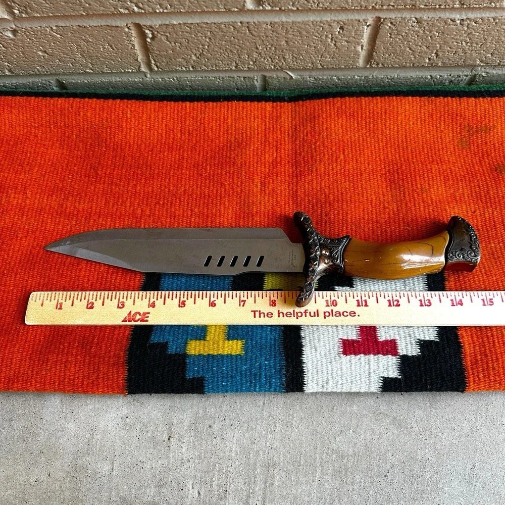 Vintage Maxam Stainless Steel Fighting Dagger Knife Stag Horn Handle